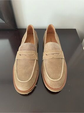 Women’s Suede Penny Loafers in Light Brown